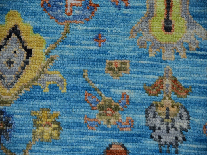 9'3" x 12'5" New Hand Knotted Blue Wool Rectangle Oriental Rug - MOA10279933
