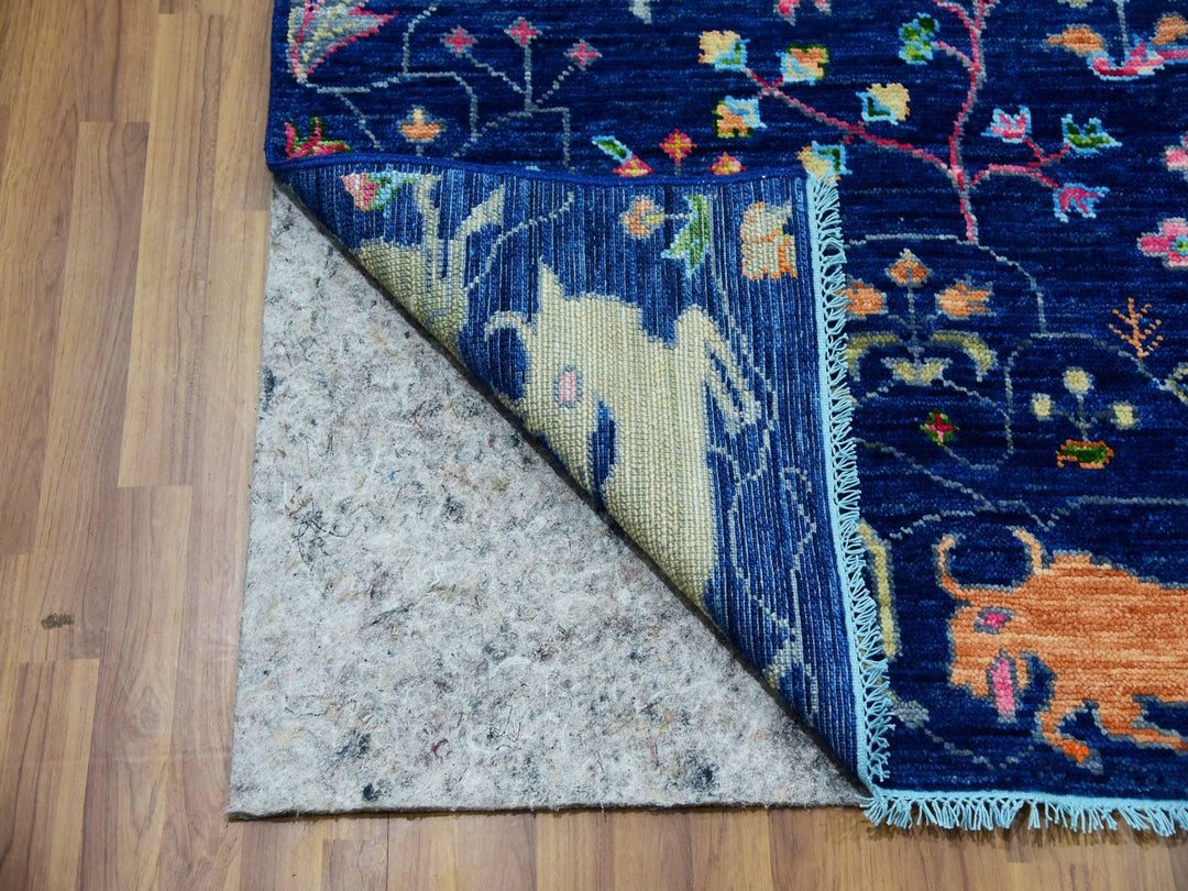 9'0" x 12'0" New Hand Knotted Blue Wool Rectangle Oriental Rug - MOA10279935