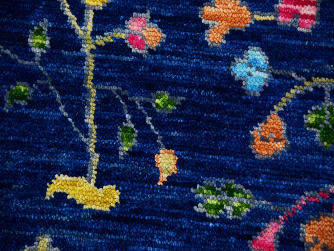 9'0" x 12'0" New Hand Knotted Blue Wool Rectangle Oriental Rug - MOA10279935