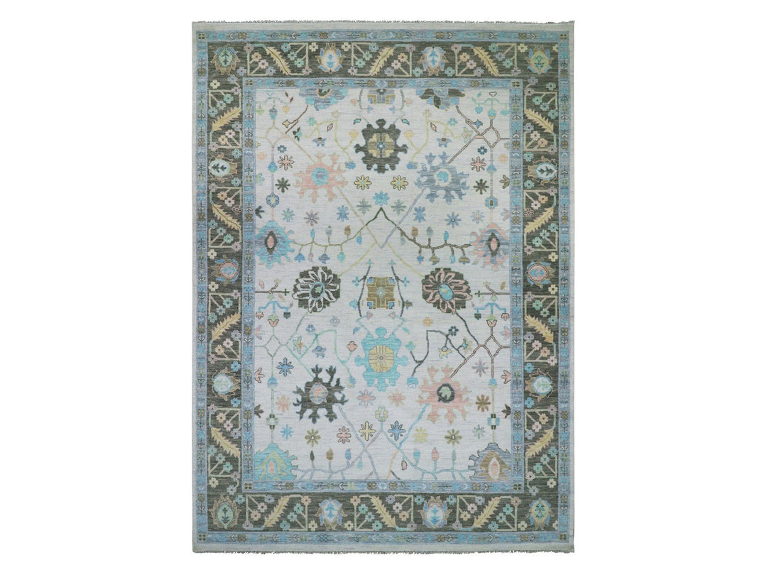 10'2" x 14'1" New Hand Knotted Ivory Wool Rectangle Oriental Rug - MOA10279938