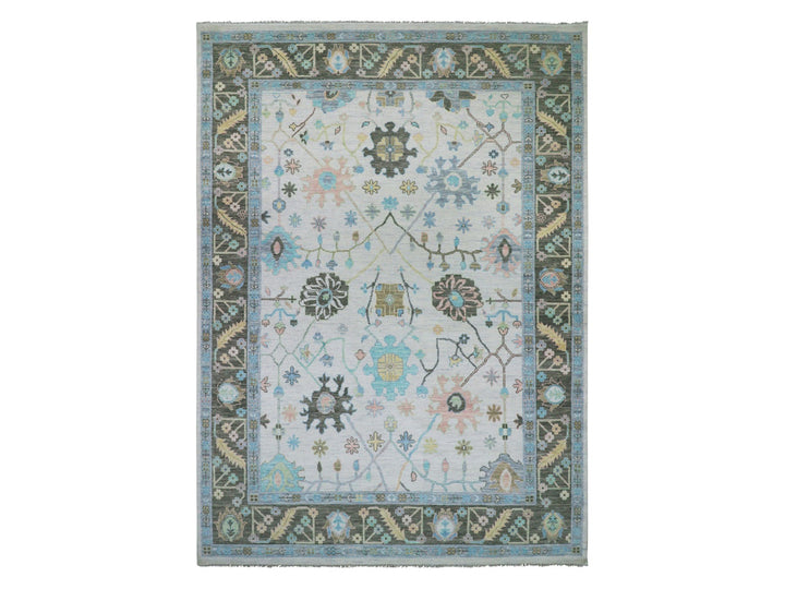 10'2" x 14'1" New Hand Knotted Ivory Wool Rectangle Oriental Rug - MOA10279938