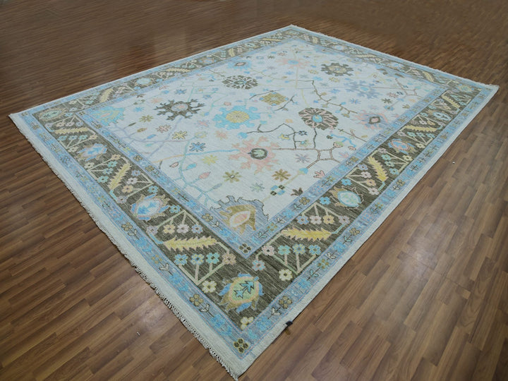 10'2" x 14'1" New Hand Knotted Ivory Wool Rectangle Oriental Rug - MOA10279938