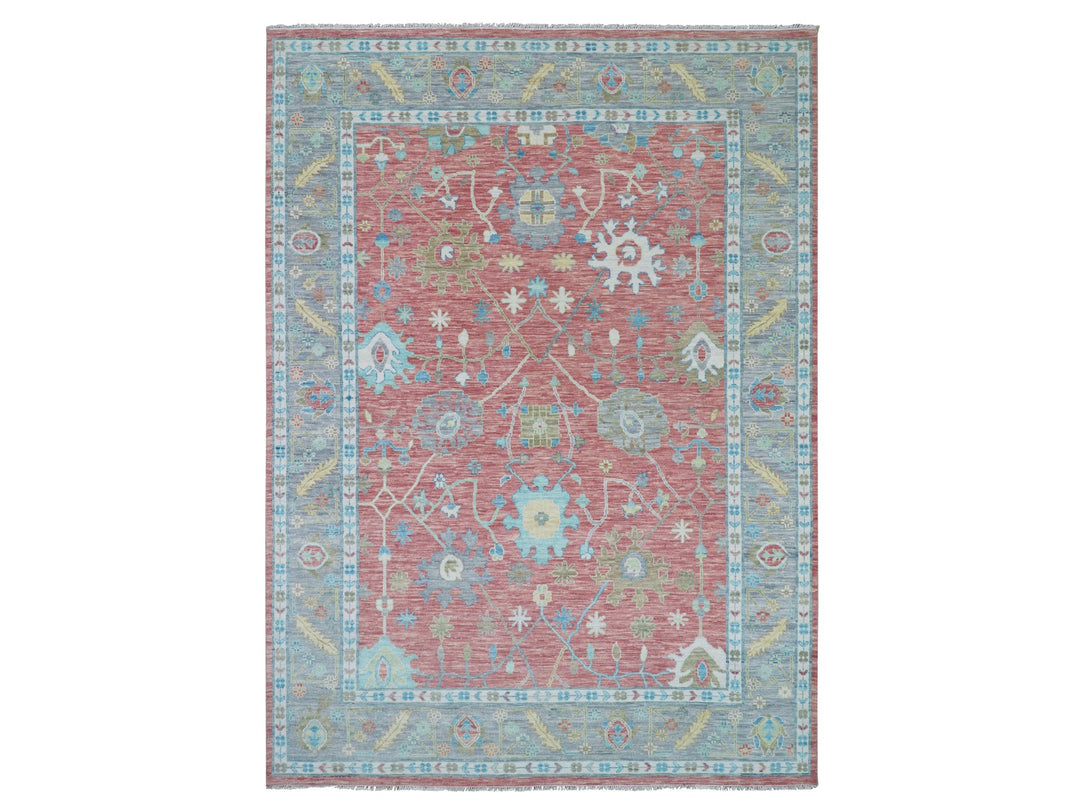 10'1" x 14'0" New Hand Knotted Pink Wool Rectangle Oriental Rug - MOA10279939