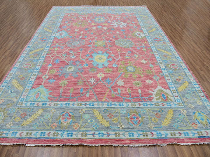 10'1" x 14'0" New Hand Knotted Pink Wool Rectangle Oriental Rug - MOA10279939