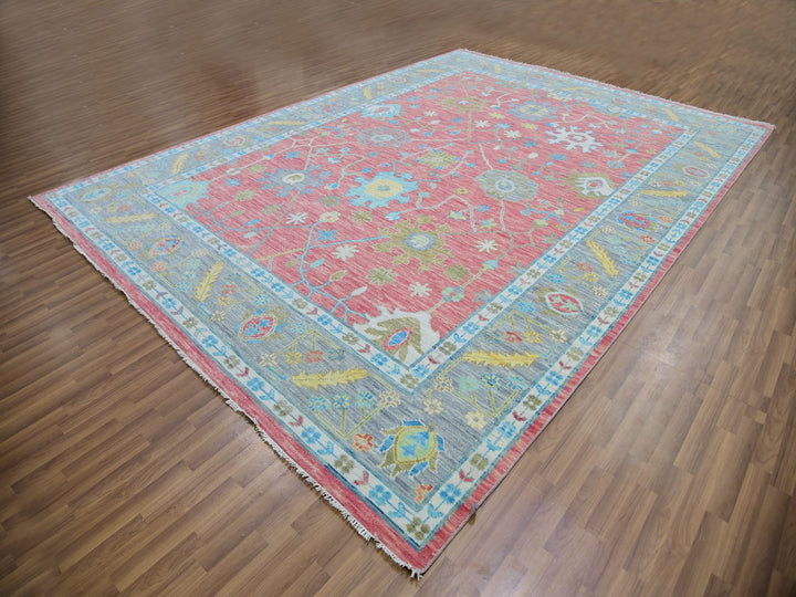 10'1" x 14'0" New Hand Knotted Pink Wool Rectangle Oriental Rug - MOA10279939