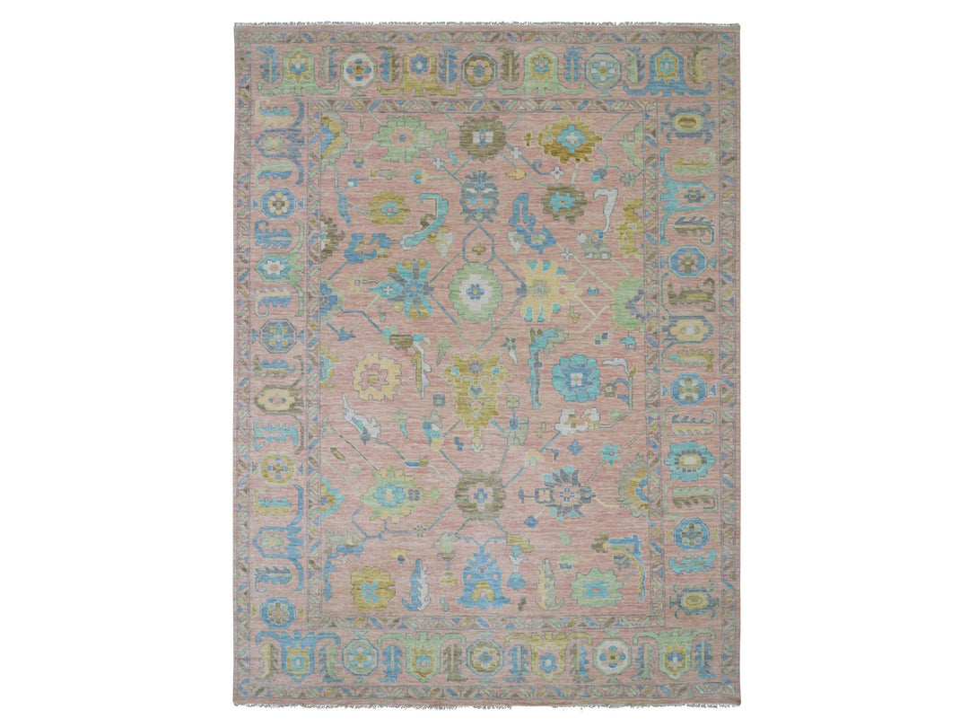 10'1" x 13'9" New Hand Knotted Pink Wool Rectangle Oriental Rug - MOA10279941