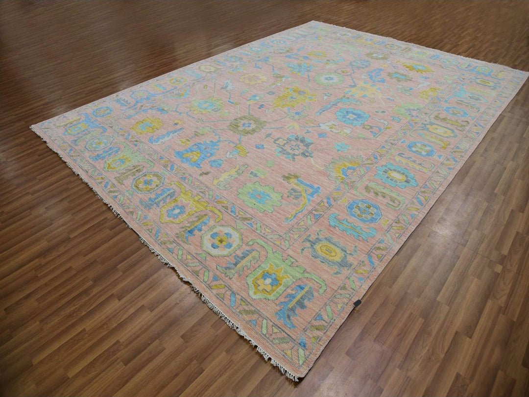 10'1" x 13'9" New Hand Knotted Pink Wool Rectangle Oriental Rug - MOA10279941