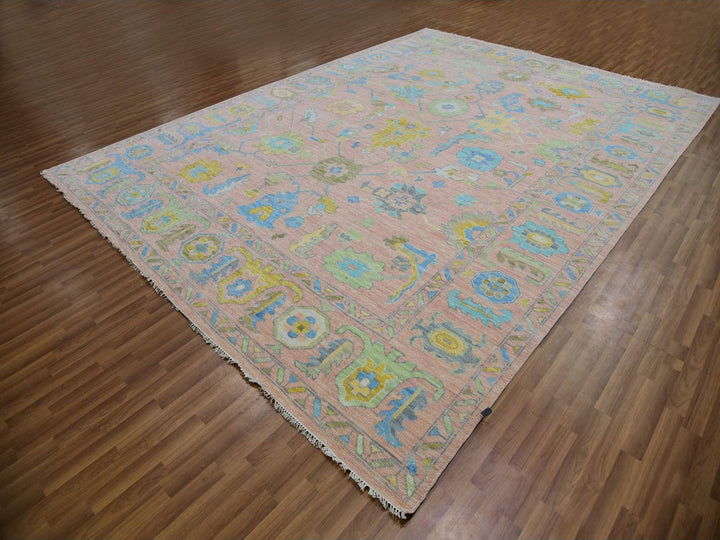 10'1" x 13'9" New Hand Knotted Pink Wool Rectangle Oriental Rug - MOA10279941