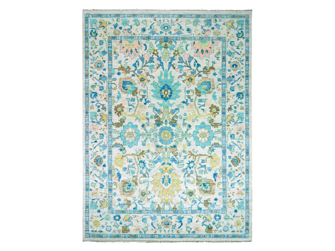 10'2" x 14'0" New Hand Knotted Ivory Wool Rectangle Oriental Rug - MOA10279947