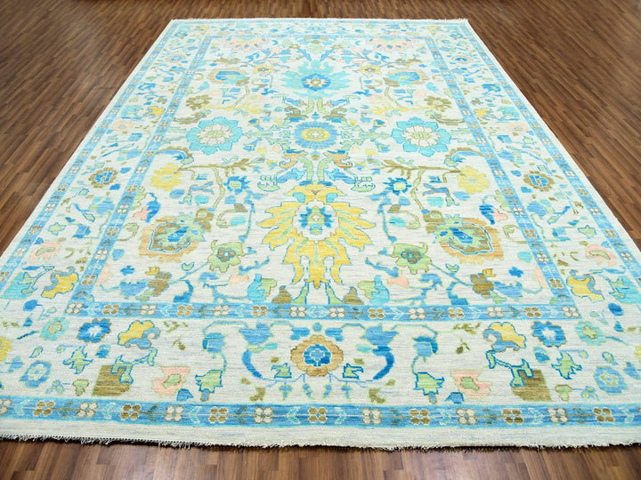 10'2" x 14'0" New Hand Knotted Ivory Wool Rectangle Oriental Rug - MOA10279947