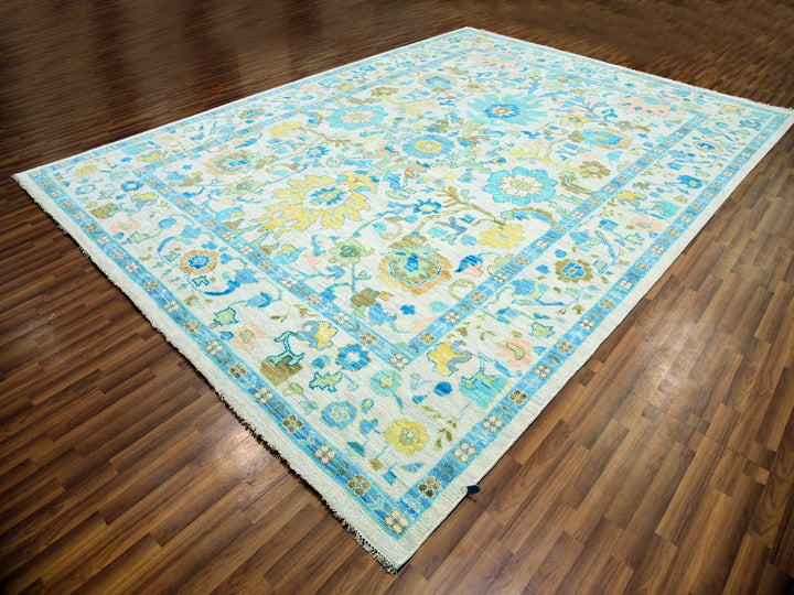 10'2" x 14'0" New Hand Knotted Ivory Wool Rectangle Oriental Rug - MOA10279947