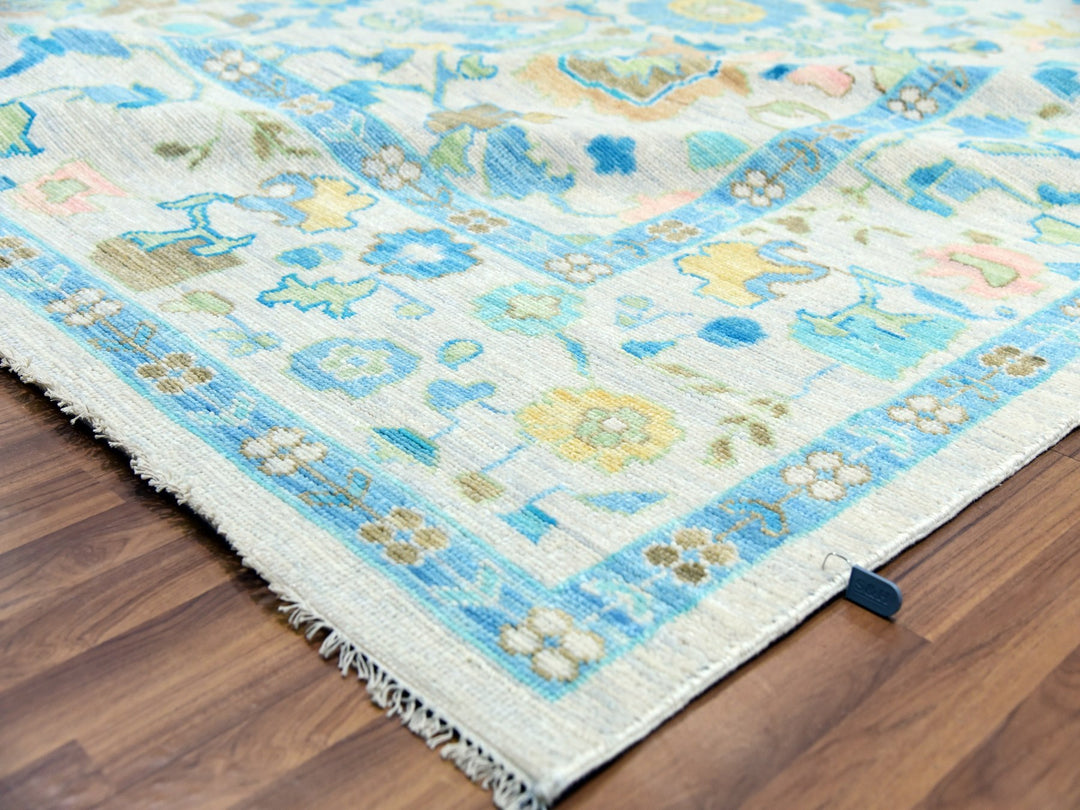 10'2" x 14'0" New Hand Knotted Ivory Wool Rectangle Oriental Rug - MOA10279947
