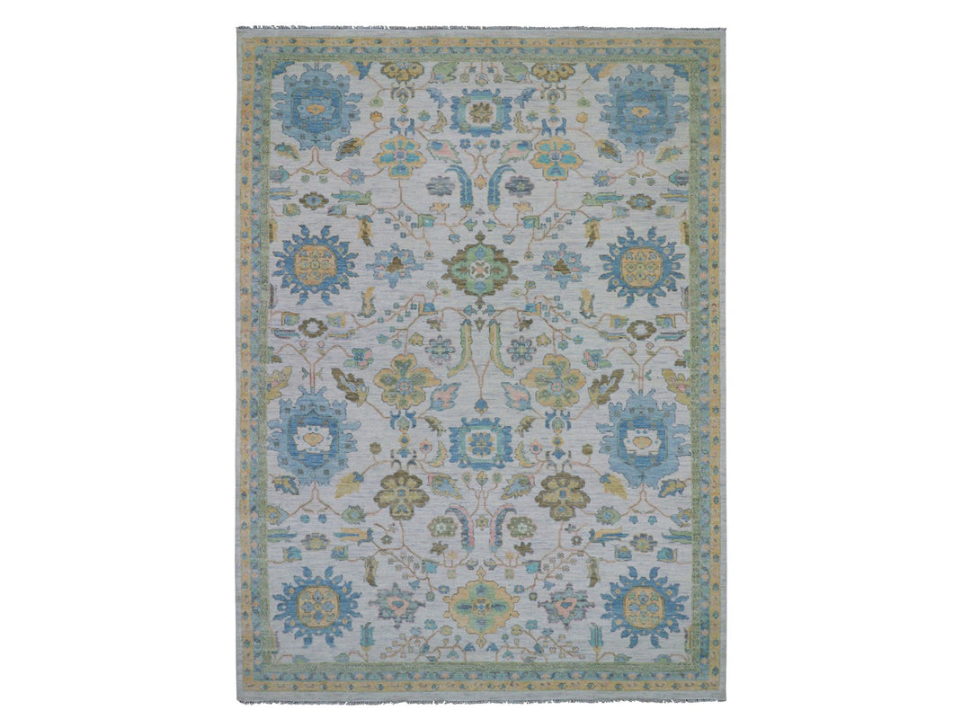 10'1" x 14'0" New Hand Knotted Ivory Wool Rectangle Oriental Rug - MOA10279949