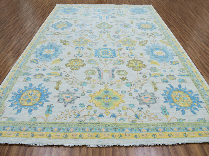 10'1" x 14'0" New Hand Knotted Ivory Wool Rectangle Oriental Rug - MOA10279949