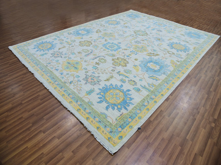 10'1" x 14'0" New Hand Knotted Ivory Wool Rectangle Oriental Rug - MOA10279949