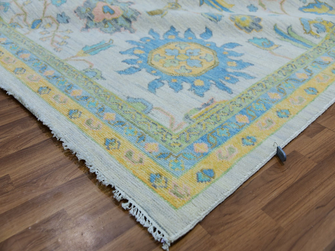 10'1" x 14'0" New Hand Knotted Ivory Wool Rectangle Oriental Rug - MOA10279949