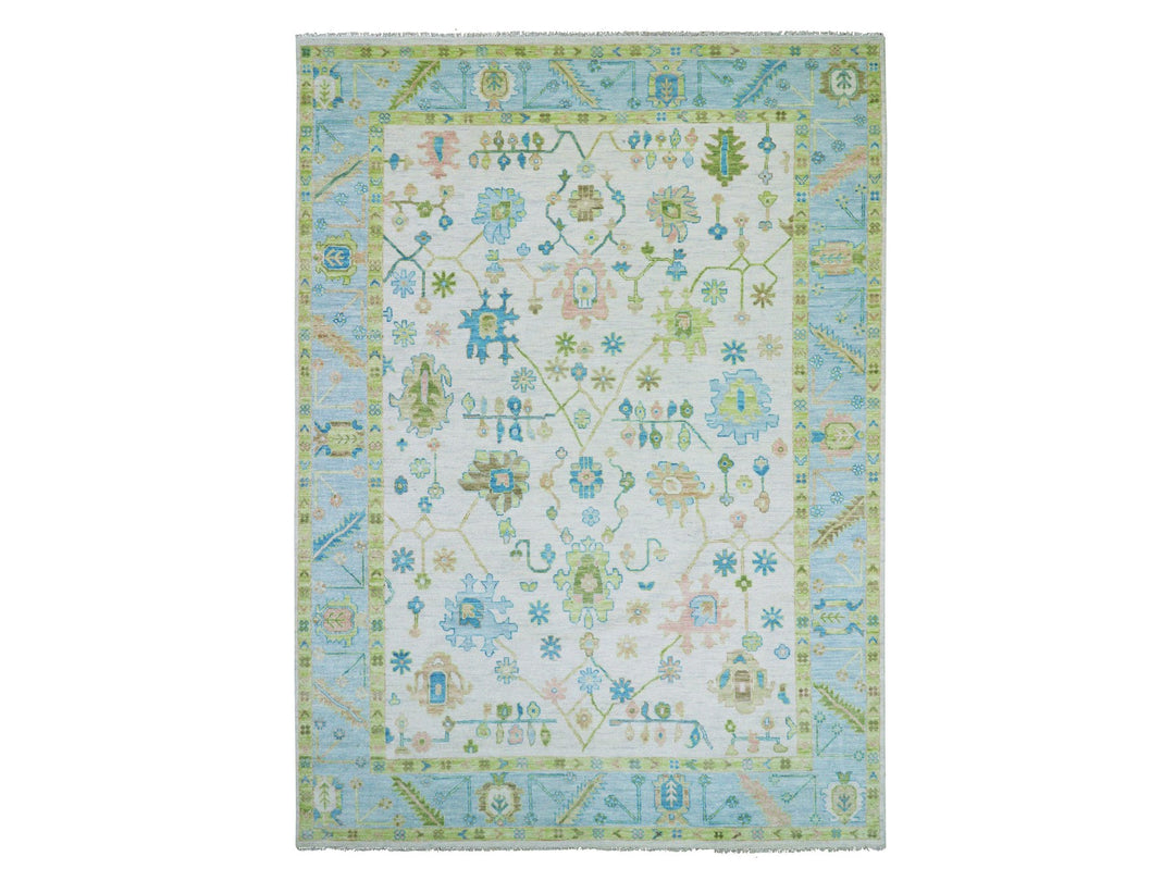 10'1" x 14'0" New Hand Knotted Ivory Wool Rectangle Oriental Rug - MOA10279950
