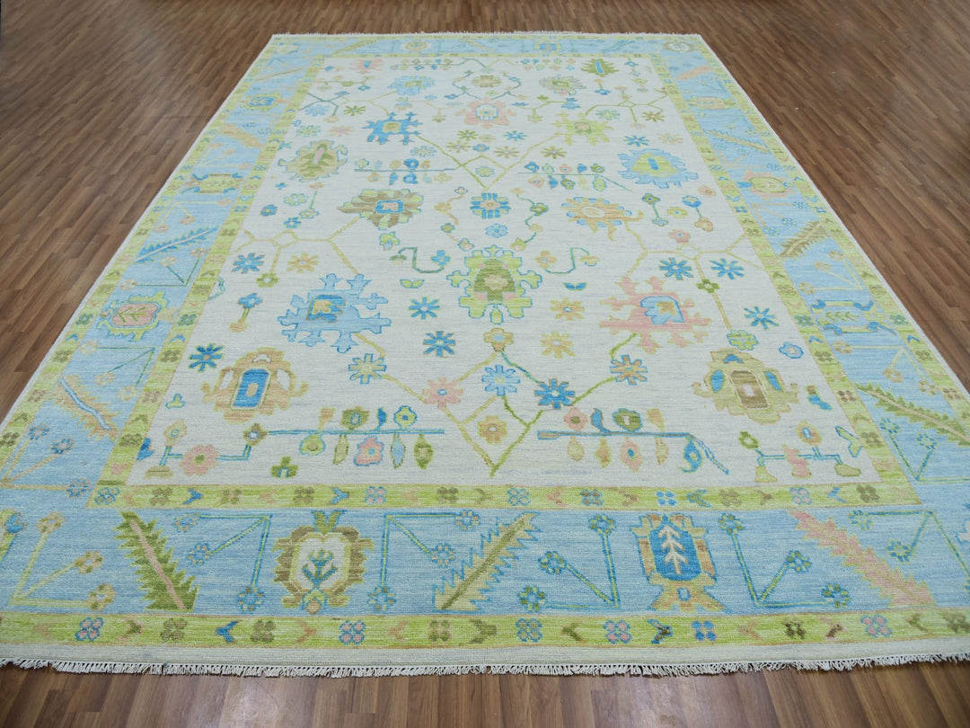 10'1" x 14'0" New Hand Knotted Ivory Wool Rectangle Oriental Rug - MOA10279950