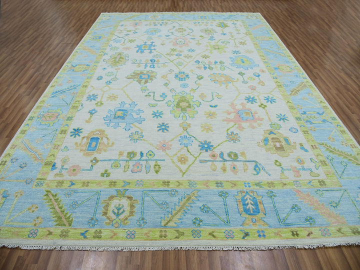 10'1" x 14'0" New Hand Knotted Ivory Wool Rectangle Oriental Rug - MOA10279950
