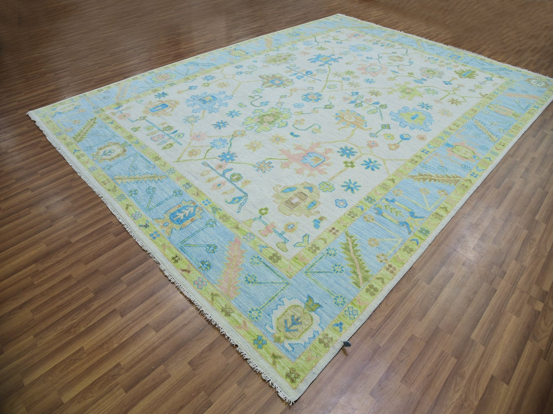 10'1" x 14'0" New Hand Knotted Ivory Wool Rectangle Oriental Rug - MOA10279950