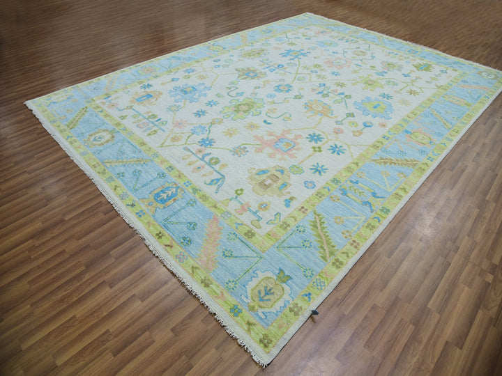 10'1" x 14'0" New Hand Knotted Ivory Wool Rectangle Oriental Rug - MOA10279950