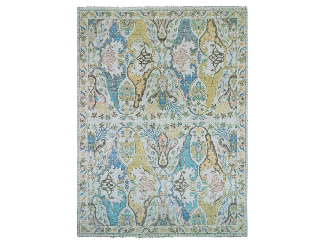 10'4" x 14'0" New Hand Knotted Ivory Wool Rectangle Oriental Rug - MOA10279951