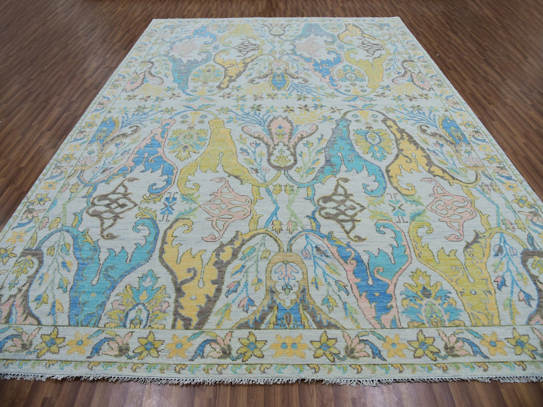 10'4" x 14'0" New Hand Knotted Ivory Wool Rectangle Oriental Rug - MOA10279951