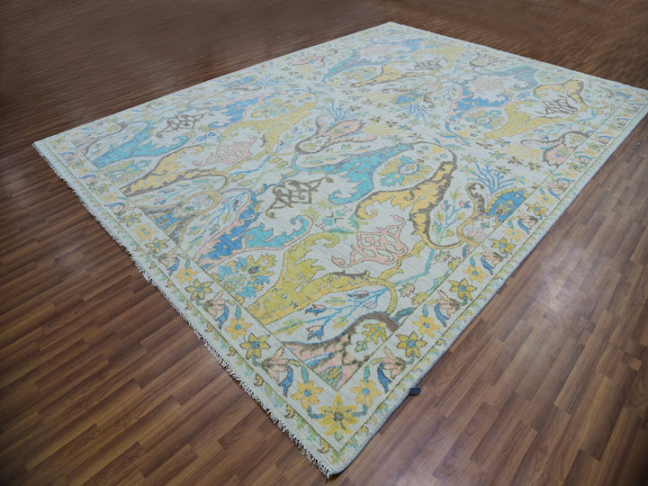 10'4" x 14'0" New Hand Knotted Ivory Wool Rectangle Oriental Rug - MOA10279951