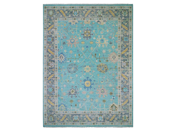 10'1" x 13'10" New Hand Knotted Blue Wool Rectangle Oriental Rug - MOA10279953