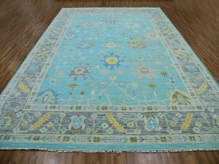 10'1" x 13'10" New Hand Knotted Blue Wool Rectangle Oriental Rug - MOA10279953