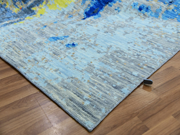 10'0" x 13'9" New Hand Knotted Grey Wool Rectangle Oriental Rug - MOA10279963
