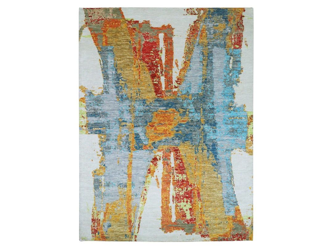 10'3" x 14'0" New Hand Knotted Ivory Wool Rectangle Oriental Rug - MOA10279964