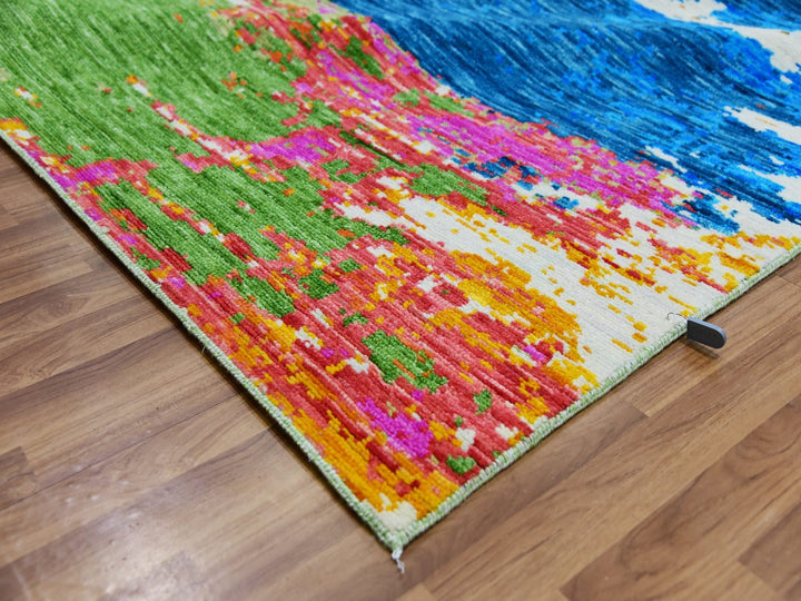 10'0" x 14'1" New Hand Knotted Multicolored Wool Rectangle Oriental Rug - MOA10279965