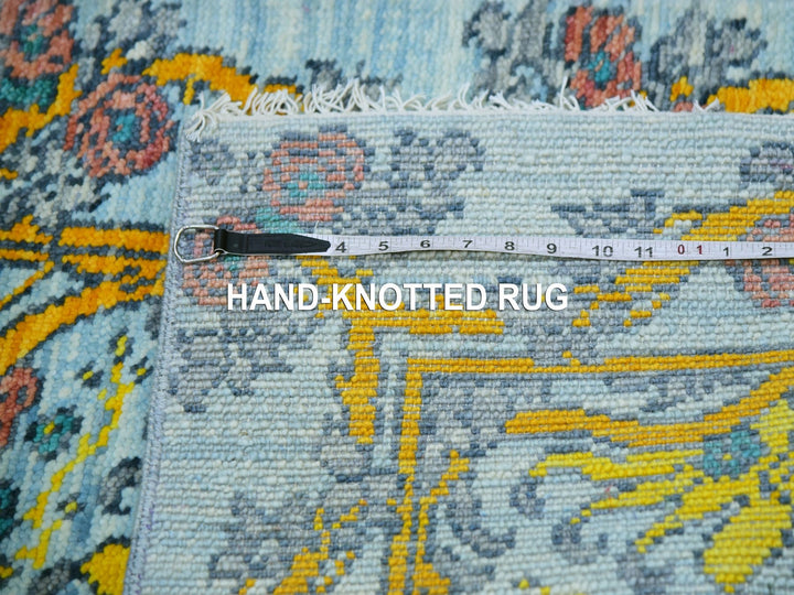 2'8" x 9'5" New Hand Knotted Blue Wool Runner Oriental Rug - MOA10279968