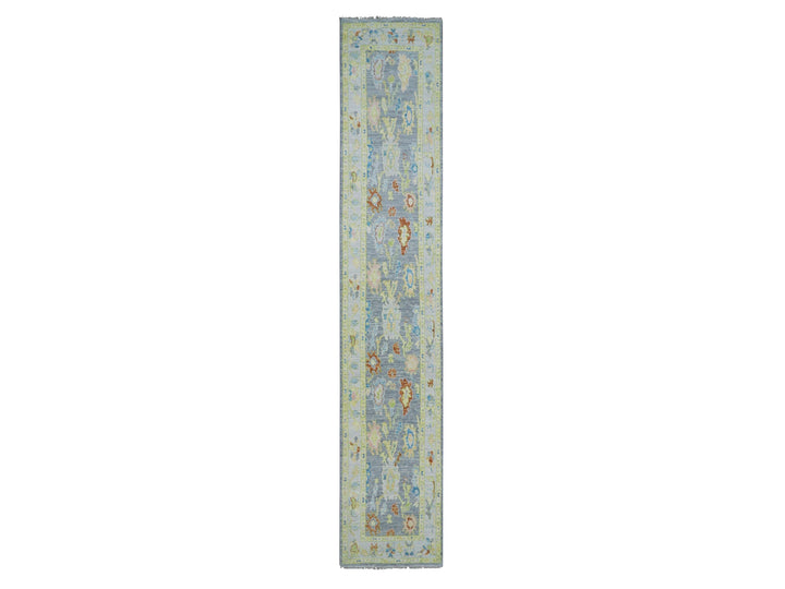 2'10" x 15'7" New Hand Knotted Grey Wool Runner Oriental Rug - MOA10279971