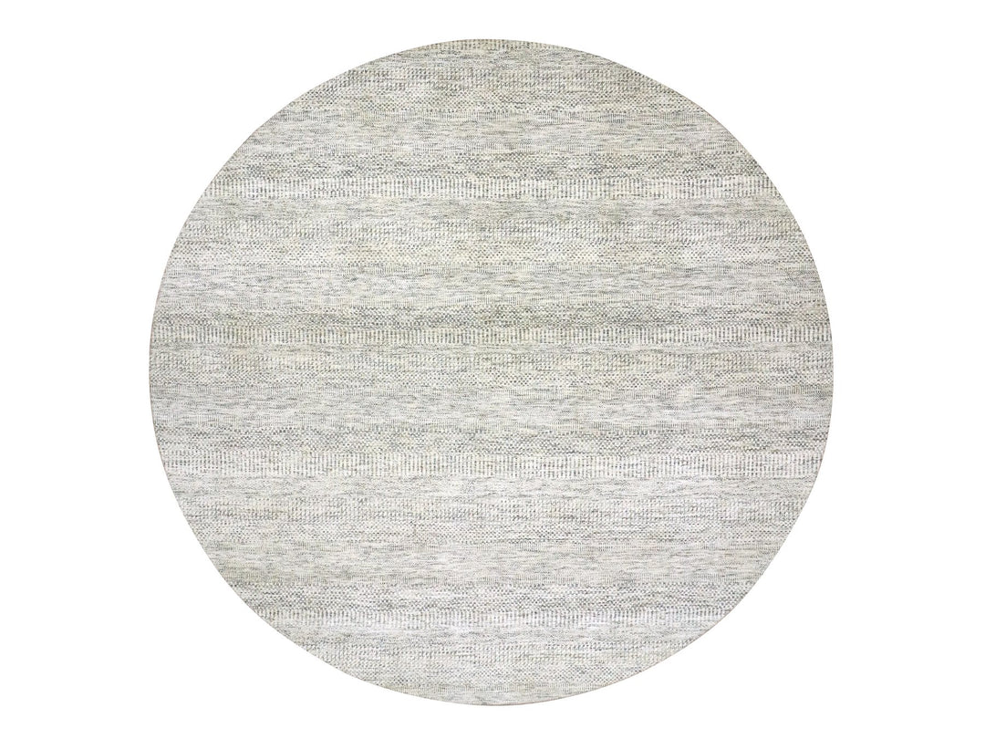 13'9" x 13'9" New Hand Knotted Ivory Wool Round Oriental Rug - MOA10279972