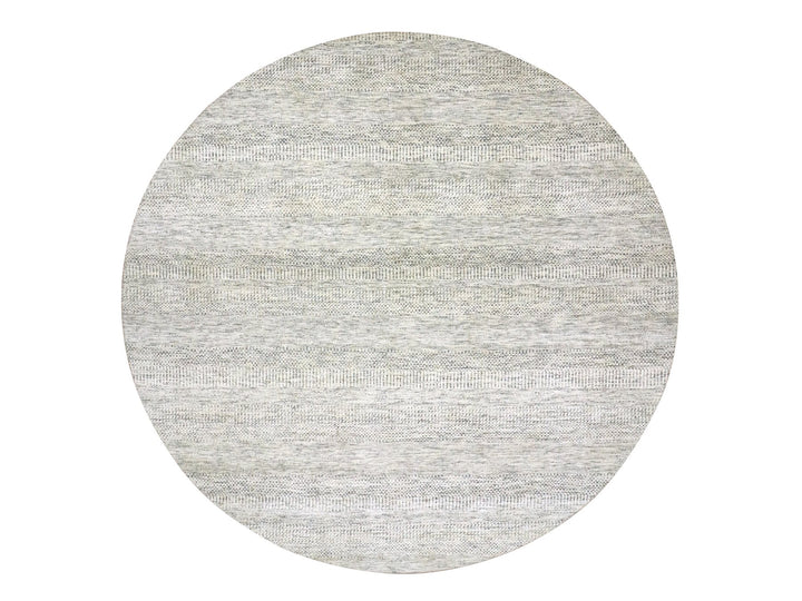13'9" x 13'9" New Hand Knotted Ivory Wool Round Oriental Rug - MOA10279972