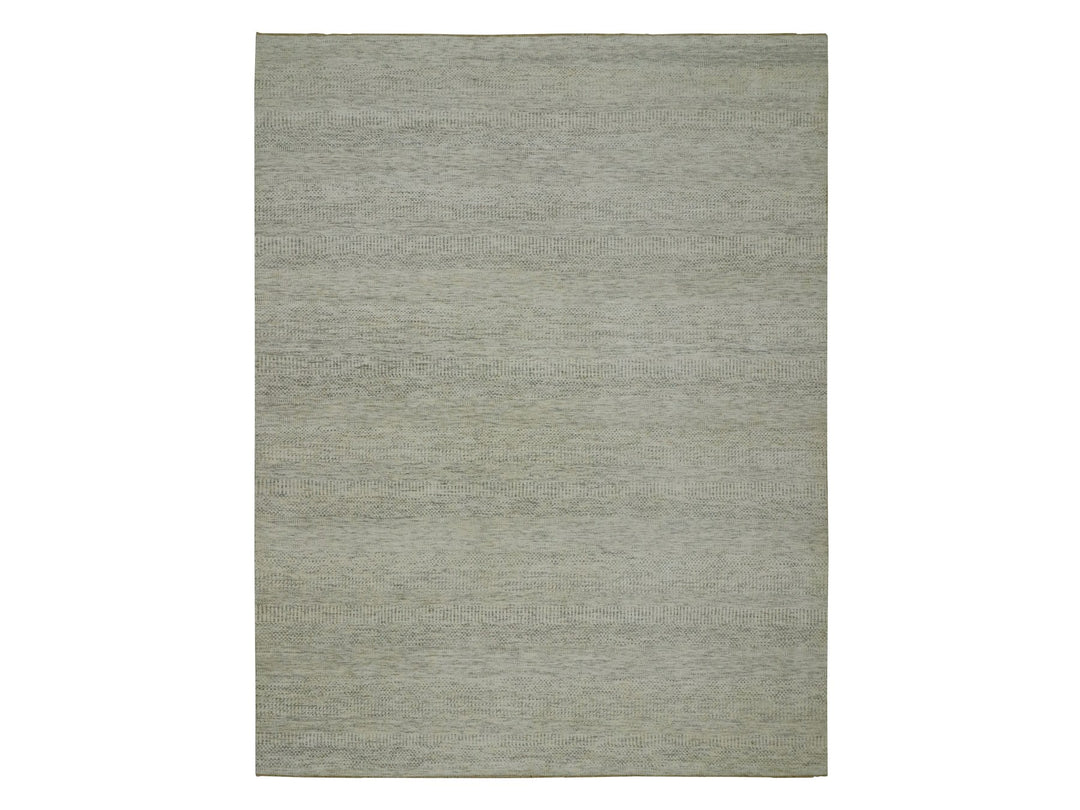 9'2" x 11'10" New Hand Knotted Ivory Wool Rectangle Oriental Rug - MOA10279977