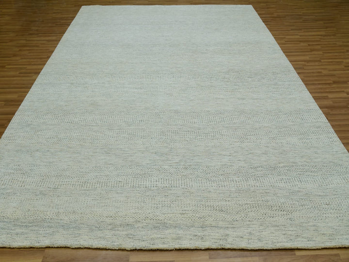 9'2" x 11'10" New Hand Knotted Ivory Wool Rectangle Oriental Rug - MOA10279977