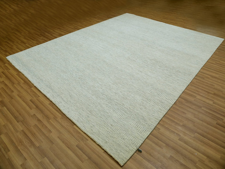 9'2" x 11'10" New Hand Knotted Ivory Wool Rectangle Oriental Rug - MOA10279977
