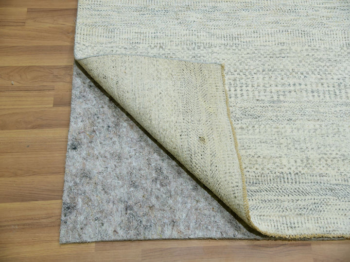 9'2" x 11'10" New Hand Knotted Ivory Wool Rectangle Oriental Rug - MOA10279977