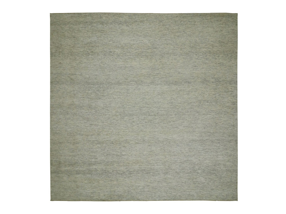 12'1" x 12'1" New Hand Knotted Ivory Wool Square Oriental Rug - MOA10279979