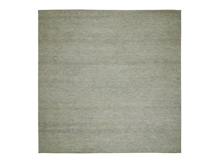 12'1" x 12'1" New Hand Knotted Ivory Wool Square Oriental Rug - MOA10279979