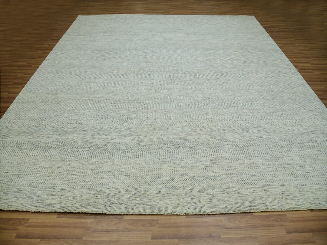 12'1" x 12'1" New Hand Knotted Ivory Wool Square Oriental Rug - MOA10279979