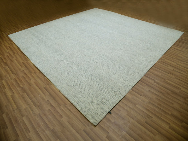12'1" x 12'1" New Hand Knotted Ivory Wool Square Oriental Rug - MOA10279979