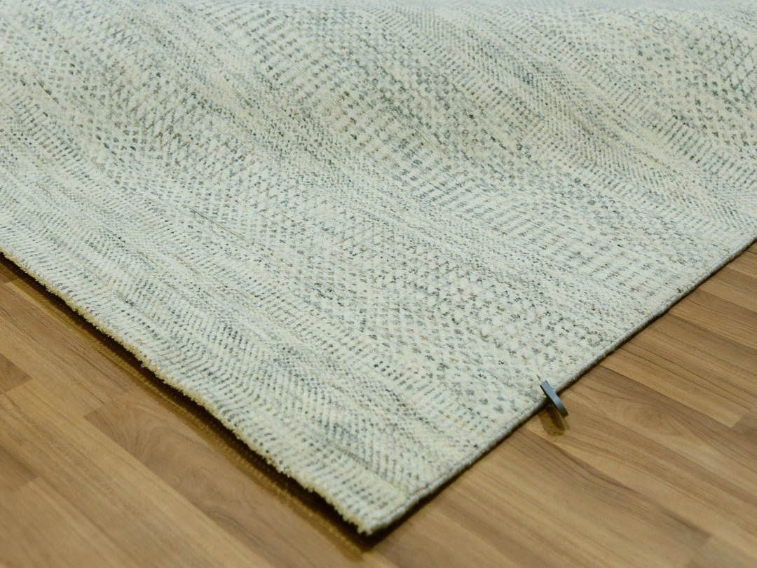 12'1" x 12'1" New Hand Knotted Ivory Wool Square Oriental Rug - MOA10279979