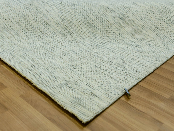 12'1" x 12'1" New Hand Knotted Ivory Wool Square Oriental Rug - MOA10279979