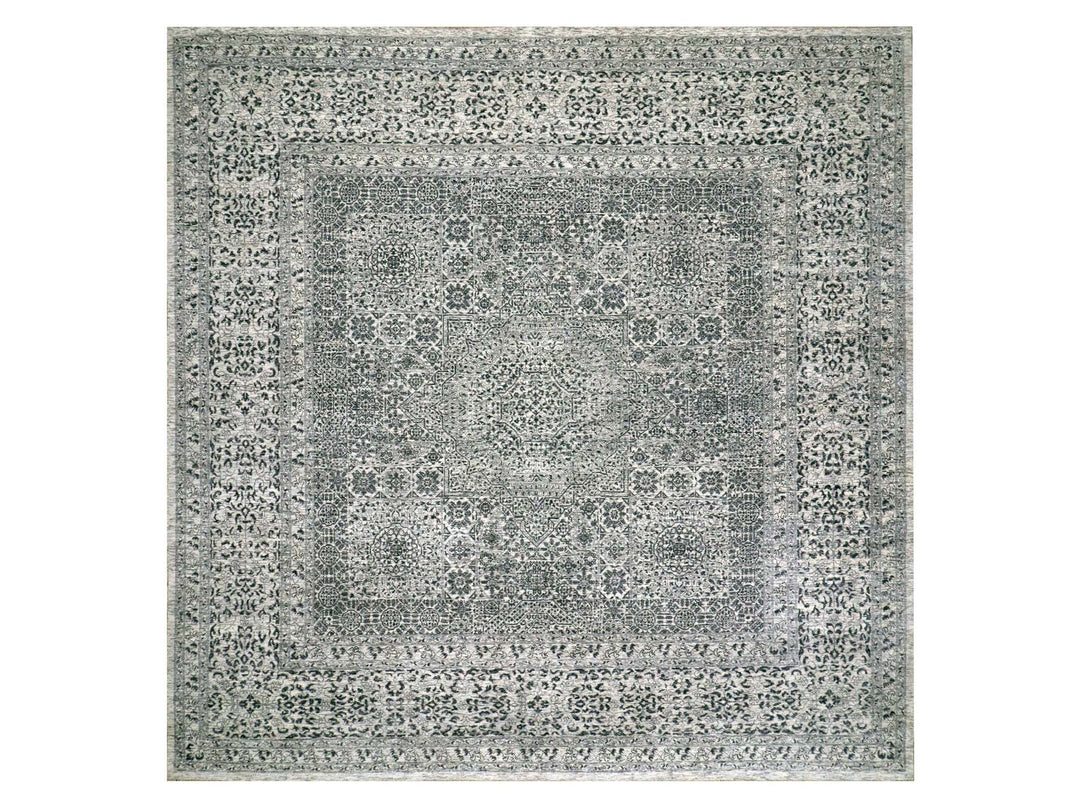 11'11" x 12'0" New Hand Knotted Ivory Wool Square Oriental Rug - MOA10279984