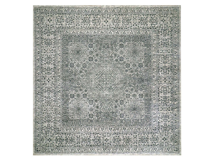 11'11" x 12'0" New Hand Knotted Ivory Wool Square Oriental Rug - MOA10279984