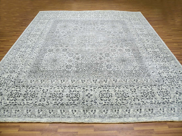 11'11" x 12'0" New Hand Knotted Ivory Wool Square Oriental Rug - MOA10279984